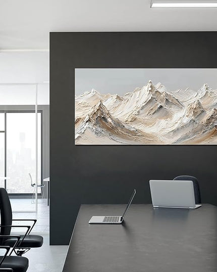 Abstract Canvas Art White Mountain Wall Art Minimalist Wall Decor Large Painting Nature Artwork for Living Room Bedroom Dining Room Office 24" x 48"