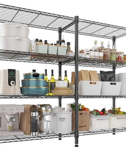 Himimi 4-Tier Heavy Duty Metal Storage Rack, 1200LBS Adjustable Wire Shelving for Storage, Standing Storage Shelf Units for Kitchen Garage Pantry Laundry, 60" W x 14" D x 60" H, Black