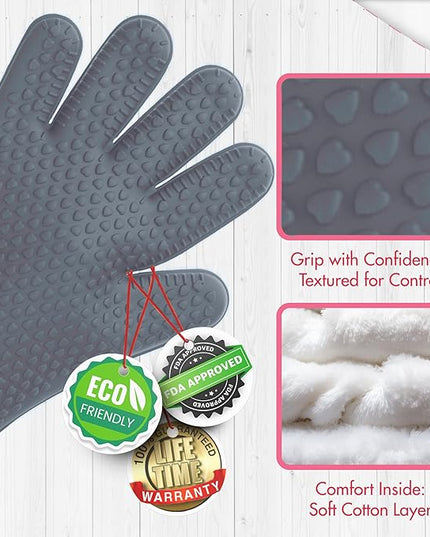 KITCHEN PERFECTION S Silicone Smoker Oven Gloves for Women -Extreme Heat Resistant BBQ Gloves -Handle Hot Food Right on Your Grill Fryer |Waterproof Oven Mitts Cooking Gloves |Superior Set+3 Bonuses
