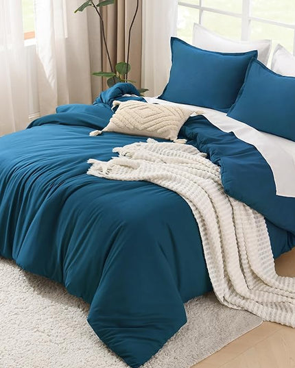 Litanika Teal Comforter Full Size, 3 Pieces Turquoise Lightweight Solid Bedding Comforter Set, All Season Fluffy Bed Set (79x90In Comforter & 2 Pillowcases)