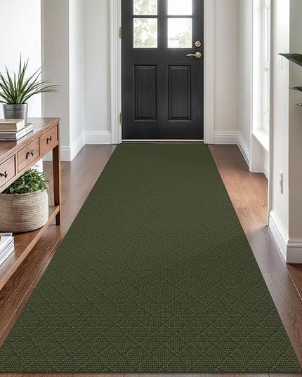 KOZYFLY Runner Rug 3x8 Ft Washable Runners for Hallways Non Slip Rubber Backed Kitchen Runners, Braided Cotton Entryway Runner Indoor, Floor Carpet for Hallway Kitchen Entryway, Dark Green