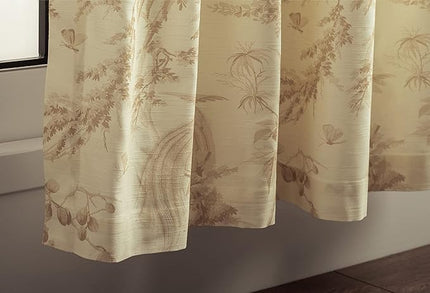 Maison d' Hermine Curtains for Living Room 100% Cotton 84 inch Length Two Panels Light Filtering Toile Curtains for Bedroom Windows with Rod and Loop Pockets Drapes (Paradise Almond, 50" W x 84" L)