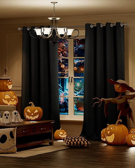 BGment Black Blackout Curtains 84 Inch Long for Living Room - Thermal Insulated Grommet Window Black Out Drapes for Home Decor, 2 Panels, Each 52 Inch Wide