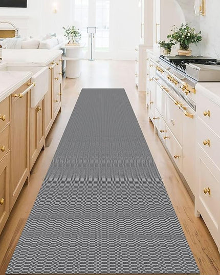 KOZYFLY Washable Runner Rug 3x16 ft Hallway Kitchen Runner Rugs with Rubber Backing Bobo Non Slip Entryway Runner Indoor, Long Carpet Runners for Hall Kitchen Entryway, Grey/Charcoal Grey