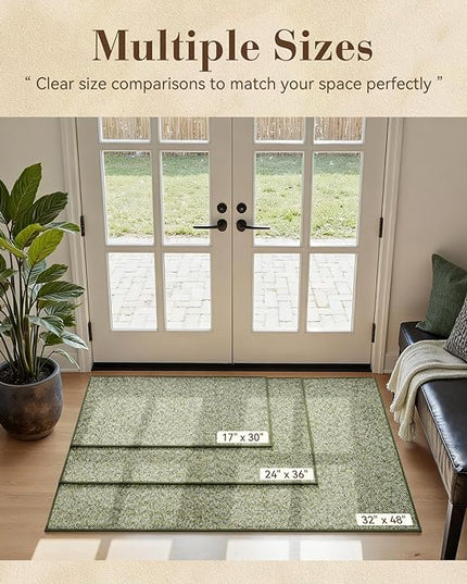 MontVoo Door Mat Indoor Entrance Doormat, Absorbent Durable Rubber Non Slip Front Door Mat for Inside Entry Entryway Dirt Trapper Welcome Mat, Green 17''x30''