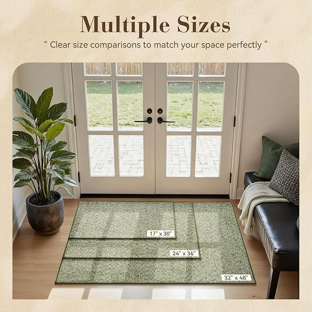MontVoo Door Mat Indoor Entrance Doormat, Absorbent Durable Rubber Non Slip Front Door Mat for Inside Entry Entryway Dirt Trapper Welcome Mat, Green 24''x36''