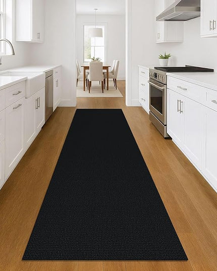 KOZYFLY Washable Runner Rug 3x10 ft Hallway Kitchen Runner Rugs with Rubber Backing Bobo Non Slip Entryway Runner Indoor, Long Carpet Runners for Hall Kitchen Entryway, Black