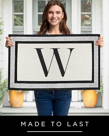 My Sign Center Door Mat, Personalized Doormat, Custom Welcome Monogram Mat for Front Door, Indoor/Outdoor, Housewarming Gift, Heavy Duty Slip Resistant Backing, 18x30 Inches, Polyester Top