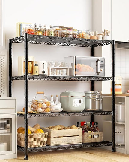 REIBII Wire Shelving Storage Shelves Metal Shelves Heavy Duty Shelving Adjustable Garage Storage Wire Shelf Pantry Shelves for Bedroom Kitchen Rack 35.5''W x 14''D x 59''H