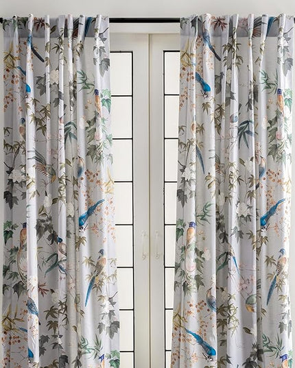Maison d' Hermine Curtains for Living Room 100% Cotton 108 inch Length Two Panels Light Filtering Curtains for Bedroom Windows with Rod and Loop Pockets Drapes (Hokuzai Green, 50" W x 108" L)