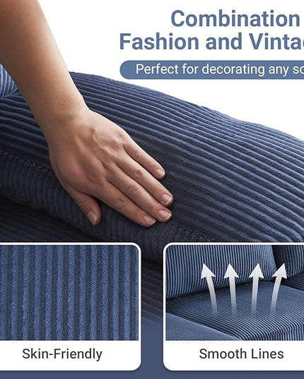 VINGLI 110" Sectional Couches for Living Room,U Shaped Couch with Double Chaise, 4-Seat Sofa Set with Corduroy Fabric for Home Furniture,Ocean Blue