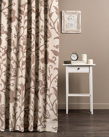Maison d' Hermine Curtains for Living Room 100% Cotton 84 inch Length Two Panels Light Filtering Curtains for Bedroom Windows with Rod and Loop Pockets Drapes (Artisan Love Sand, 50" W x 84" L)
