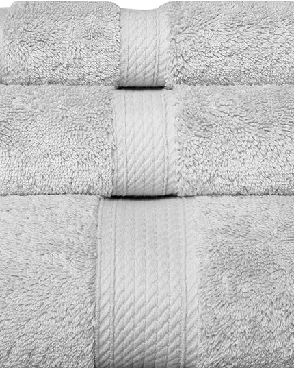 Superior Egyptian Cotton Pile 3 Piece Towel Set, Includes 1 Bath, 1 Hand, 1 Face Towel/Washcloth, Ultra Soft Luxury Towels, Thick Plush Essentials, Guest Bath, Spa, Hotel Bathroom, Silver