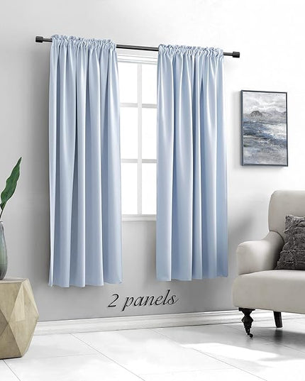 DONREN Dream Blue Living Room Curtain Panels,Energy Saving Thermal Insulated Room Darkening Drapes/Draperies (Light Blue,1 Pair,42 by 72 inch)