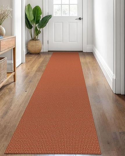 KOZYFLY Runners for Hallways 2x8 ft Washable Kitchen Runner Non Slip Rubber Backed Hall Runners Cotton Entryway Runner Rugs Floor Carpet for Indoor Backdoor Bedroom Kitchen, Orange/Tan