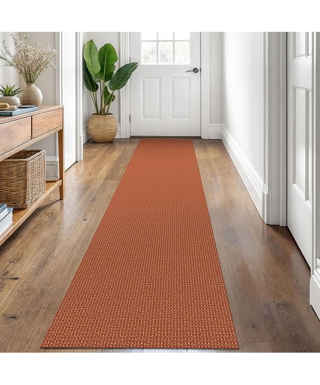 KOZYFLY Runners for Hallways 2x8 ft Washable Kitchen Runner Non Slip Rubber Backed Hall Runners Cotton Entryway Runner Rugs Floor Carpet for Indoor Backdoor Bedroom Kitchen, Orange/Tan