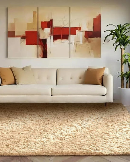 Ophanie Beige Rugs for Living Room Bedroom, 5x8 Fluffy Fuzzy Furry Carpet, Plush Soft Shaggy Bedside Indoor Floor Area Rug for Kids Girls Boys Baby Teen Dorm Nursery Home Decor Aesthetic