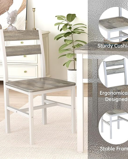 Hooseng Dining Table Set for 4, Wood Kitchen Table Chairs Set with Storage, Farmhouse 5 Piece Dining Room Table Set, Space-Saving Dinette Set for Breakfast Nook, Apartment