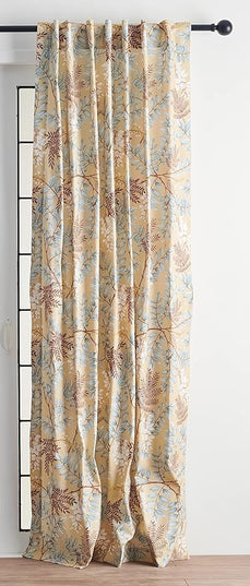 Maison d' Hermine Curtains for Living Room 100% Cotton 84 inch Length Two Panels Light Filtering Curtains for Bedroom Windows with Rod and Loop Pockets Drapes (Feuillage Light Ecru, 50" W x 84" L)