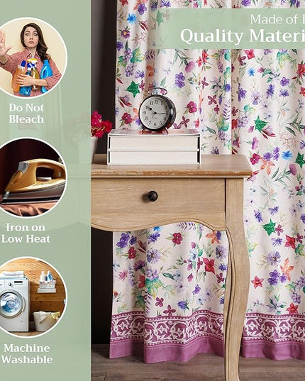 Maison d'Hermine Curtains for Living Room 100% Cotton 96 inch Length Two Panels Window Toile Curtains for Bedroom with Loop & Rod Pockets, Gifts for Mothers Day (Chardon, 50" W x 96" L)