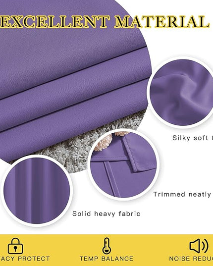 NICETOWN Room Darkening Curtains for Doorway 78" L Lilac Purple, Grommet Light Blocking Window Treatments Blackout Privacy Drapes for Living Room/Kids Room, 2 Panels, W52 x L78