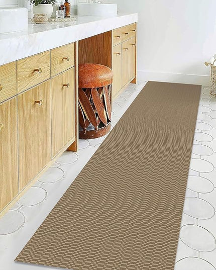 KOZYFLY Washable Runner Rug 2x8 Ft Runners for Hallway Rubber Backed Kitchen Runner Rugs Braided Cotton Entryway Runner Indoor, Carpet Runners for Hallway Entryway Bedroom, Beige/Khaki