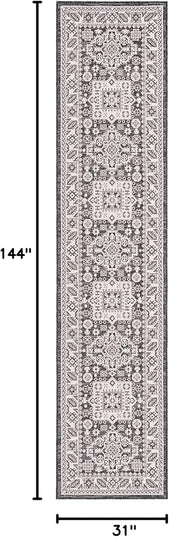 Rugs.com Outdoor Aztec Collection Rug – 12 Ft Runner Charcoal Gray Flatweave Rug Perfect for Hallways, Entryways