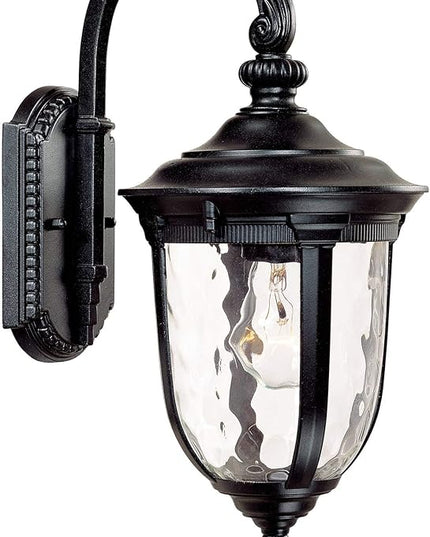 John Timberland Bellagio European Outdoor Wall Light Fixture Black Aluminum Metal 16.5" Clear Hammered Glass Decor for Exterior House Porch Patio Outside Deck Garage Yard Front Door Garden Home