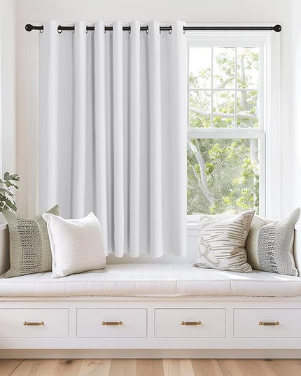 NICETOWN Room Darkening Greyish White Curtain for Bedroom, Grommet Thermal Insulated Room Divider Light Blocking Window Treatment Privacy Drapes, 1 Panel, W100 x L63