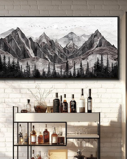 XIGUANGART Large Abstract Mountain Wall Art Farmhouse Canvas Art Print Painting Forest Nature Wall Decor Watercolour Modern Landscape Picture for Living Room Bedroom Office Decorations Framed Artwork