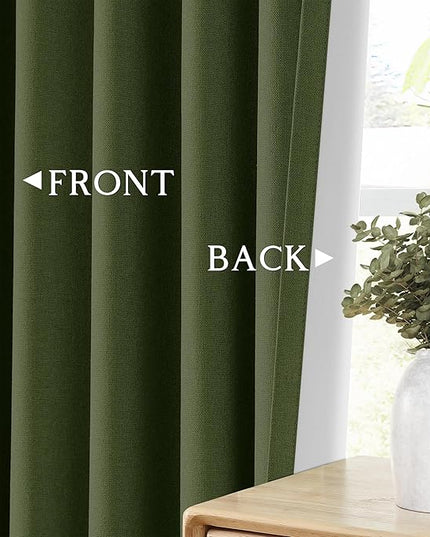 ChrisDowa 100% Blackout Olive Green Solid Curtains 84 Inches Long 2 Panels for Bedroom Living Room,Farmhouse Room Darkening Thermal Insulated Soundproof Grommet Top Window Treatment Drapes,52x84