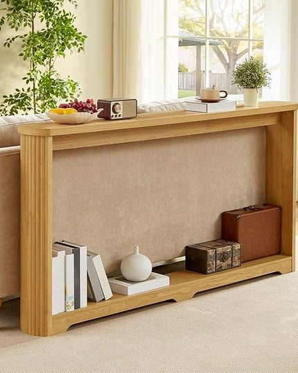 LKTART 70.1-Inch Long Behind Couch Sofa Table for Living Room, Farmhouse Console Table with Storage, Narrow Accent Entryway Tables for Hallway Entrance Foyer (Natural)