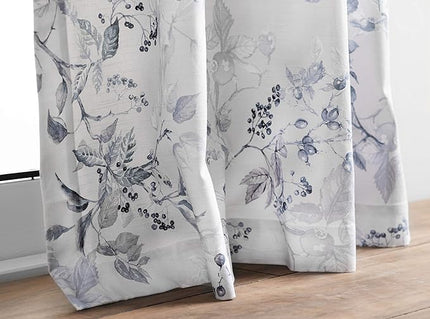 Maison d' Hermine Curtains for Living Room 100% Cotton 108 inch Length One Panel Light Filtering Curtains for Bedroom Windows with Rod and Loop Pockets Drapes (Equinoxe Blue, 50" W x 108" L)
