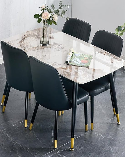 5 Piece Dining Table Set, 4 Chair Dining Table Set, Sintered Stone Kitchen Table Top and Modern Chairs Set of 4 for Kitchen Dining Room, Small Space