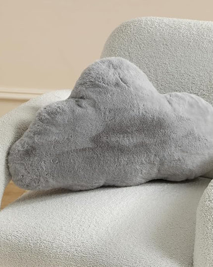 YRXRUS Cloud Pillows, Gray Cloud Shaped Pillow, Decorative Throw Pillow Gifts, Cute Plush Room Decor, Fluffy Faux Rabbit Fur 9.5"x16" Pillows for Living Bedroom Kids Room