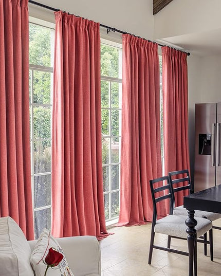 IVAPUPU Linen Pinch Pleated 100% Blackout Curtains for Bedroom - 2 Pages Black Out Fall Curtains 63 Inch Long 2 Panel for Living Room Darkening Thermal Window Curtain Drapes with 16pc Hooks