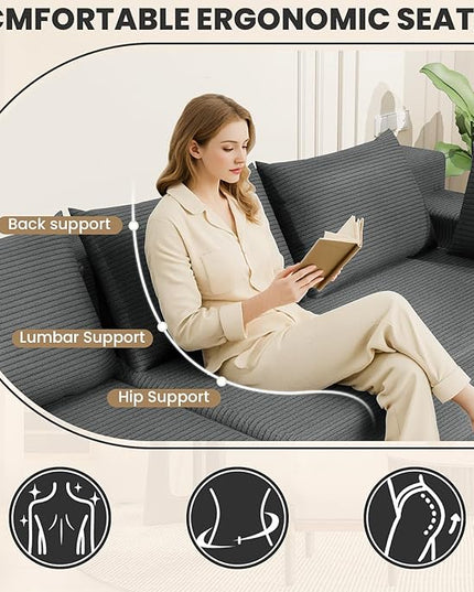 LEVELEVE 107" Cloud Sectional Couch with Deep Seat，Modern Modular Sofa with L-Shape Chaise，No Assembly Required, Upholstered Couches for Living Room Bedroom(Light Gery,Left Facing Chaise)