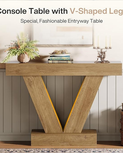 Tribesigns Narrow Console Table, Behind Couch Sofa Small Entryway Table with V-Shaped Legs, Living Room, Hallway, Foyer, Entrance, Brown