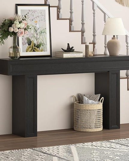 Rresyet 63 Inch Long Console Table, Sofa Table Behind Sofa, Wooden Entryway Table, Farmhouse Entryway Table for Entry, Hallway, Living Room (Black)