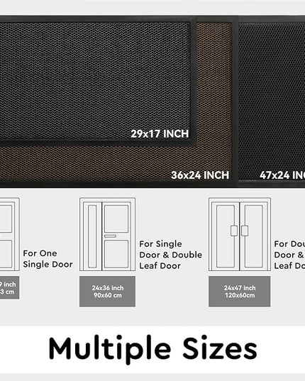 tchdio Front Door Mat Outside Entrance, Dirt Trapper 17"x29" Doormat-Entrance Welcome Matt Durable, Heavy Duty Entry Mat Non Slip Rubber Mats for Outside Stain Resist Door Mats for Entryway Grey