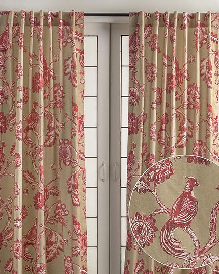 Maison d' Hermine Curtains for Living Room 100% Cotton 96 inch Length Two Panels Light Filtering Curtains for Bedroom Windows with Rod and Loop Pockets Drapes (Bowral, 50" W x 96" L)