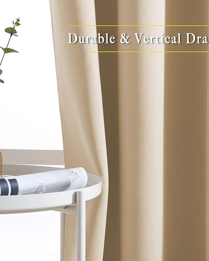 NICETOWN Blackout Draperies Curtains Panels - Window Treatment Thermal Insulated Solid Grommet Blackout Curtains/Panels/Drapes for Bedroom (Biscotti Beige, Set of 2, 46 by 72 Inch)