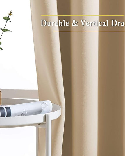 NICETOWN Room Darkening Grommet Curtain Panels - Living Room Curtains Thermal Insulated Window Treatments Privacy Draperies for Patio (W80 x L108, Biscotti Beige, 1 Pair)