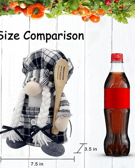 Lovinland Christmas Chef Gnomes Plush - Chef Tomte Swedish Scandinavian Figurine Elf Doll - Christmas Decoration for Home, Kitchen - Xmas Buffalo Plaid Decor - Gnomes Gifts for Women