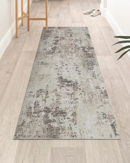 Modern Abstract Runner Rug 2x5 Washable Non Slip Stain Resistant Rug for Bedroom Living Room Non Shedding Low Pile Indoor Floor Cover,Brown Grey
