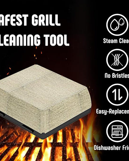 2-Pack Replacement Heads for Grill Brush, Bristle-Free Interwoven-Tech with Thermal-Sensitive Sponge, Compatible with Feasto 6-in-1 Outdoor Grill Brush