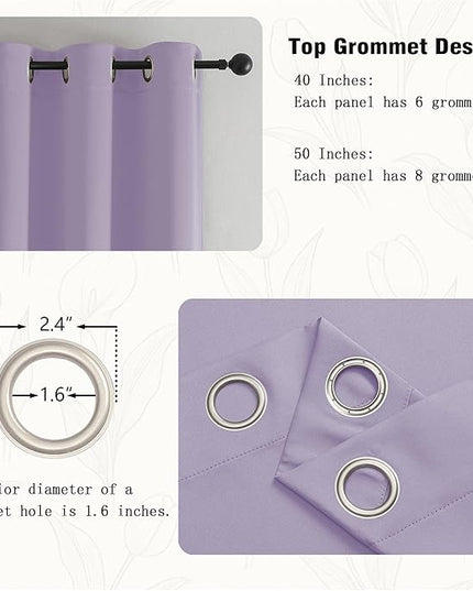 Simplebrand Lilac Room Darkening Curtains for Bedroom Living Room 84 Inch Length 2 Panels Set, Thermal Insulated Curtains & Drapes, Solid Grommet Noise Reducing Window Treatment, W50 x L84 Inch