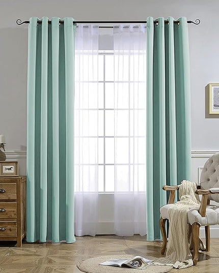 NICETOWN Aqua Blue Room Darkening Curtain Panels - Window Treatment Thermal Insulated Grommet Room Darkening Curtains/Panels/Drapes for Bedroom (2 Panels, 52 by 54, Aqua)