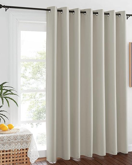 NICETOWN Blackout Curtain for Patio Sliding Door - Grommet Extra Wide Sliding Door Curtains Room Darkening Weighted Drape for Living Room/Patio (Natural, W100 x L84, 1 Panel)