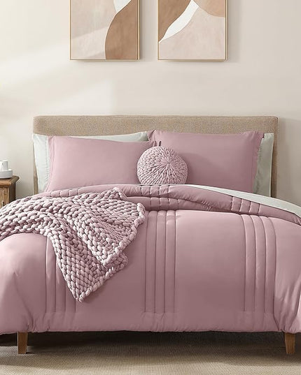 Monbix Full Comforter Set - 7 Pieces Bed in a Bag Full Size Bedding Sets with Comforters, All Seasons Down Alternative Comforter with Sheets,Pillowcases & Shams
